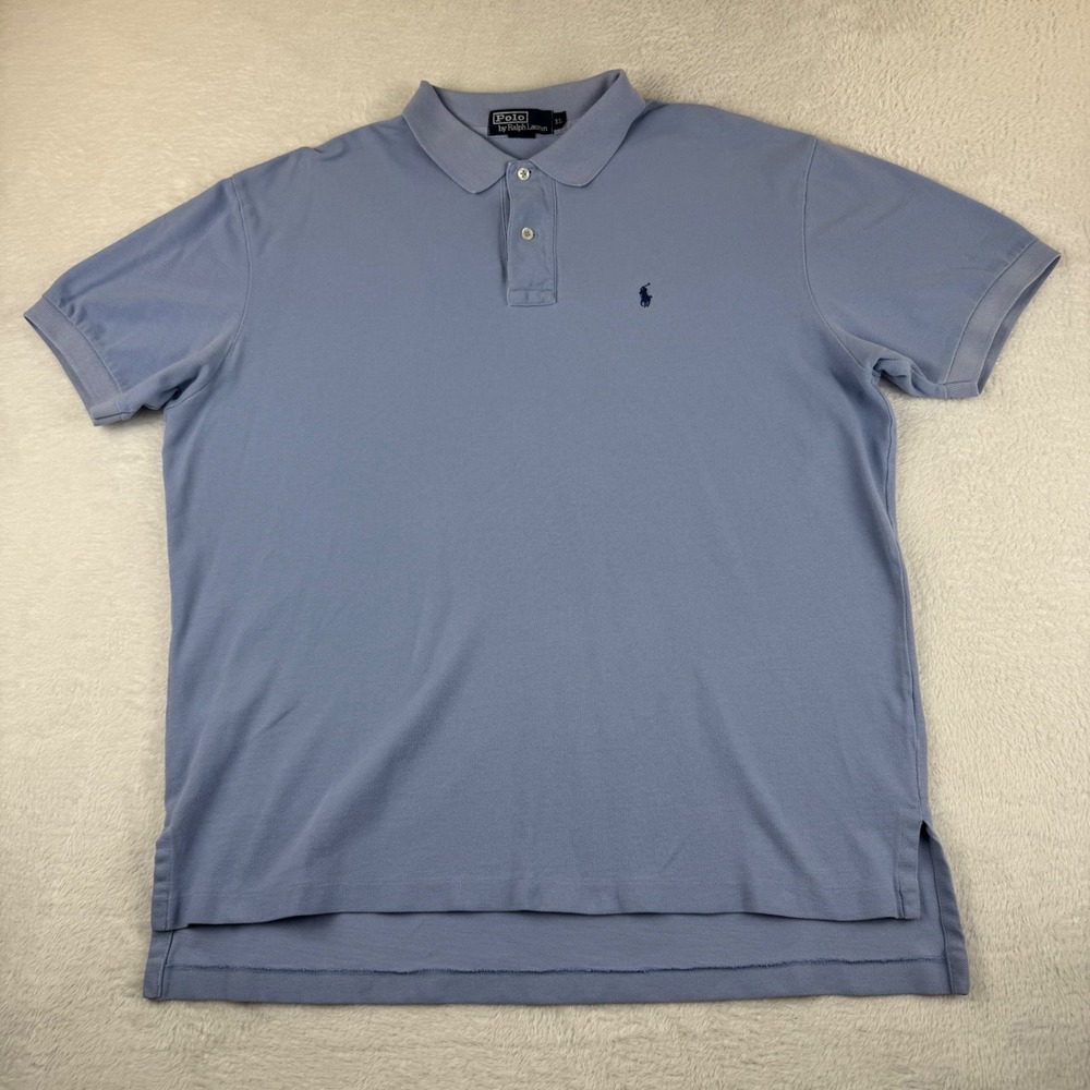 Polo Ralph Lauren Polo Shirt Mens XL Blue Short Slv Cotton Pique‎ Pony Logo VTG